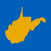 A West Virginia State Outline icon in light blue with gold fill.