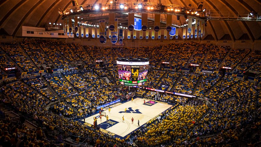 Sold out croud filled the Coliseum. WVU Men's Basketball took on Texas Tech on January 11, 2020 in the Coliseum. 