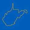 A West Virginia State Outline icon in light blue with gold outline.