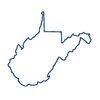 A West Virginia State Outline icon in white with blue outline.