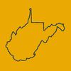 A West Virginia State Outline icon in gold with blue outline.